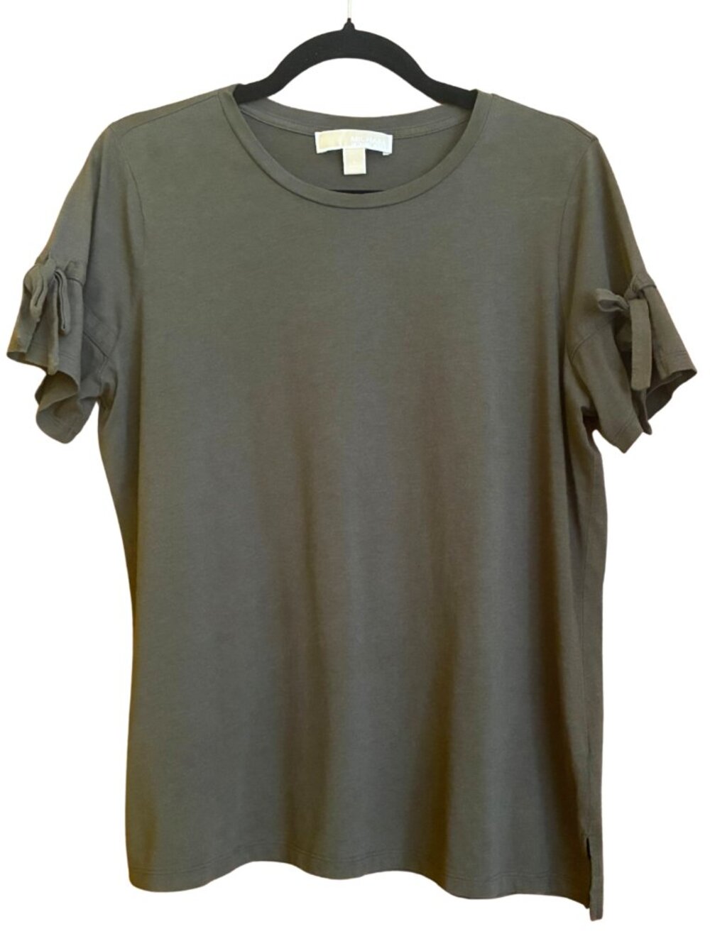 MICHAEL Michael Kors Women's L Olive Green Tie Sleeve Top Quiet Luxury Casual